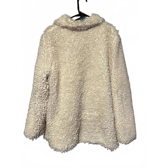 New Directions XL Cream Faux Fur Coat - Picture 2 of 3